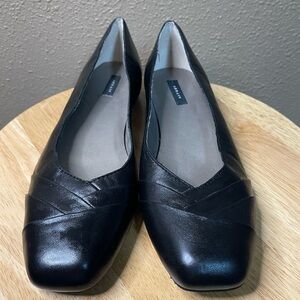 ARRAY Black Leather Square Toe Slide Flats Slip on Sandals Women’s 9N